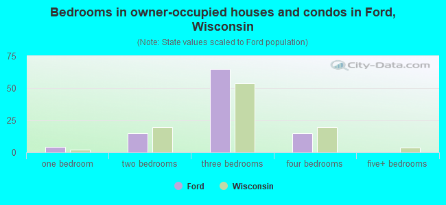 Bedrooms in owner-occupied houses and condos in Ford, Wisconsin