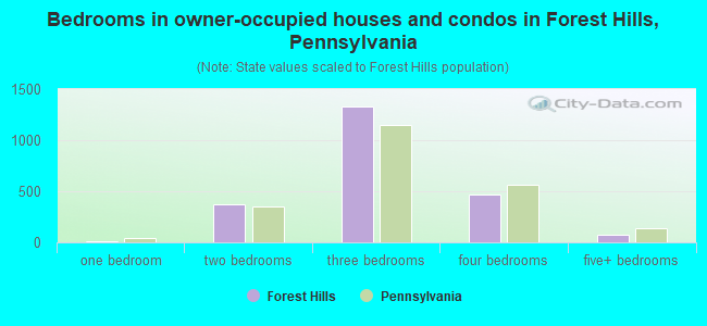 Bedrooms in owner-occupied houses and condos in Forest Hills, Pennsylvania