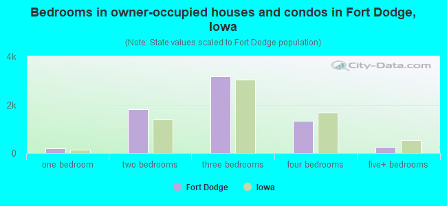Bedrooms in owner-occupied houses and condos in Fort Dodge, Iowa