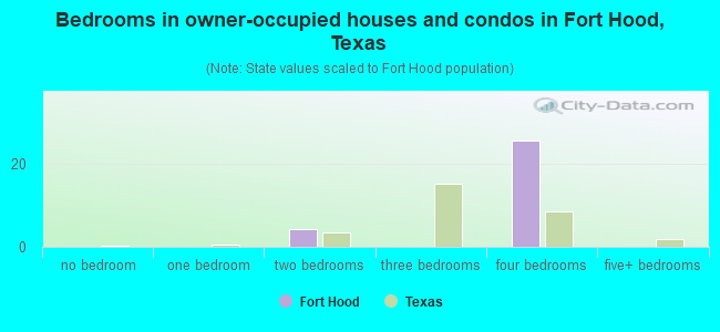 Bedrooms in owner-occupied houses and condos in Fort Hood, Texas
