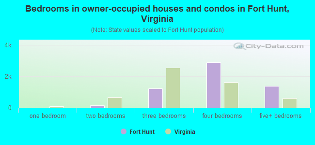 Bedrooms in owner-occupied houses and condos in Fort Hunt, Virginia