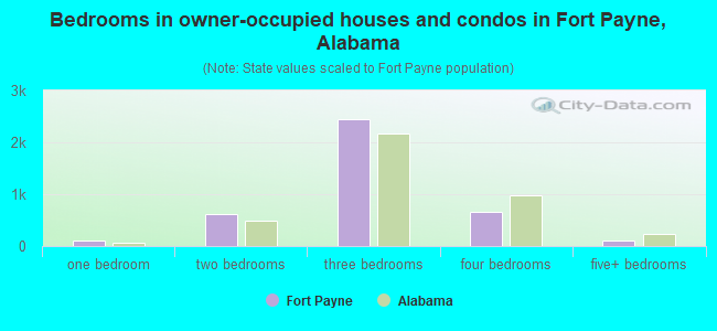 Bedrooms in owner-occupied houses and condos in Fort Payne, Alabama