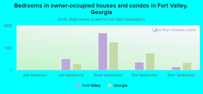 Bedrooms in owner-occupied houses and condos in Fort Valley, Georgia