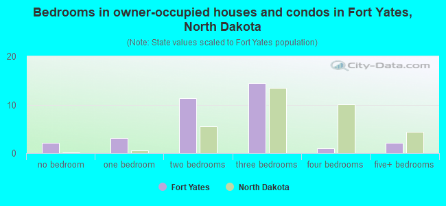 Bedrooms in owner-occupied houses and condos in Fort Yates, North Dakota