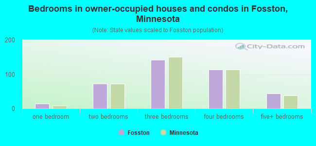 Bedrooms in owner-occupied houses and condos in Fosston, Minnesota