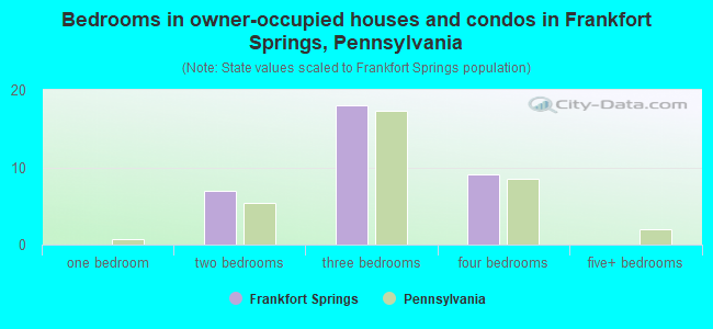 Bedrooms in owner-occupied houses and condos in Frankfort Springs, Pennsylvania