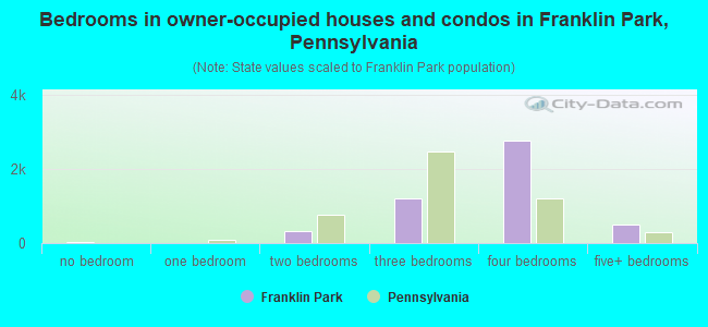 Bedrooms in owner-occupied houses and condos in Franklin Park, Pennsylvania