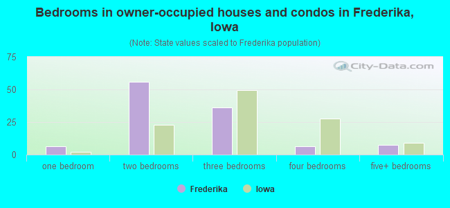 Bedrooms in owner-occupied houses and condos in Frederika, Iowa