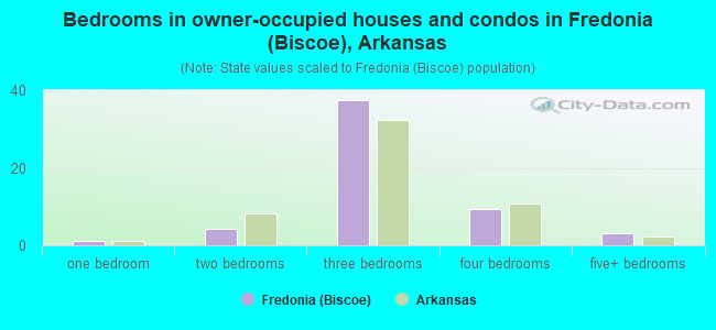 Bedrooms in owner-occupied houses and condos in Fredonia (Biscoe), Arkansas