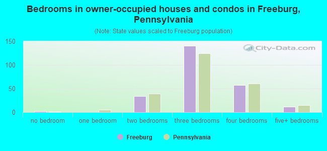 Bedrooms in owner-occupied houses and condos in Freeburg, Pennsylvania