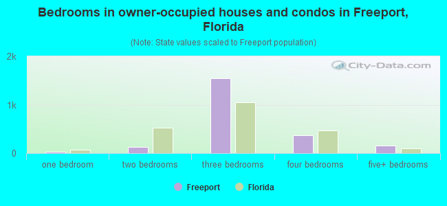 Bedrooms in owner-occupied houses and condos in Freeport, Florida