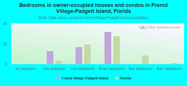 Bedrooms in owner-occupied houses and condos in Fremd Village-Padgett Island, Florida