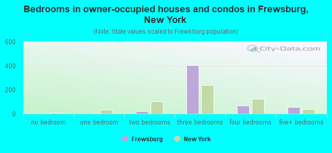Bedrooms in owner-occupied houses and condos in Frewsburg, New York
