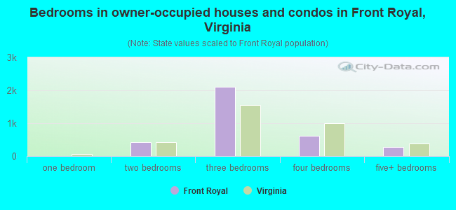 Bedrooms in owner-occupied houses and condos in Front Royal, Virginia