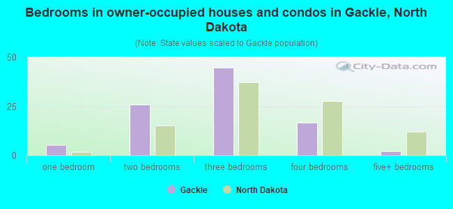 Bedrooms in owner-occupied houses and condos in Gackle, North Dakota