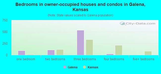 Bedrooms in owner-occupied houses and condos in Galena, Kansas