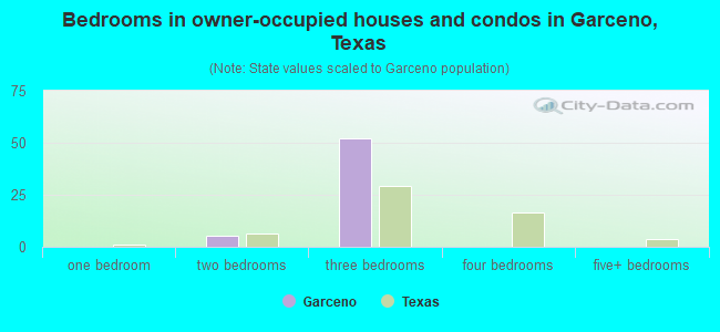 Bedrooms in owner-occupied houses and condos in Garceno, Texas