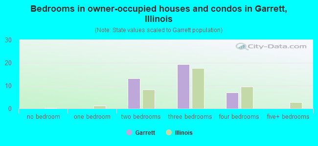 Bedrooms in owner-occupied houses and condos in Garrett, Illinois