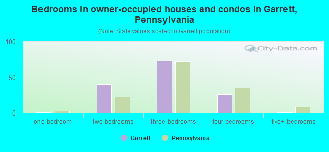 Bedrooms in owner-occupied houses and condos in Garrett, Pennsylvania