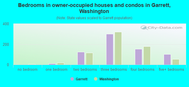 Bedrooms in owner-occupied houses and condos in Garrett, Washington