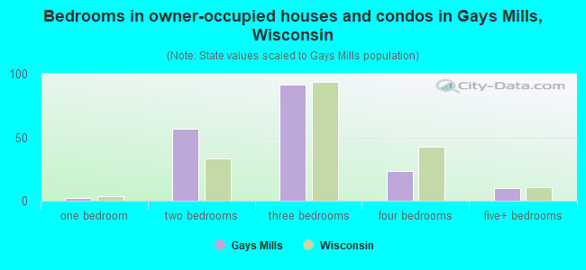 Bedrooms in owner-occupied houses and condos in Gays Mills, Wisconsin