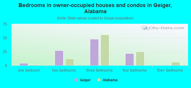 Bedrooms in owner-occupied houses and condos in Geiger, Alabama