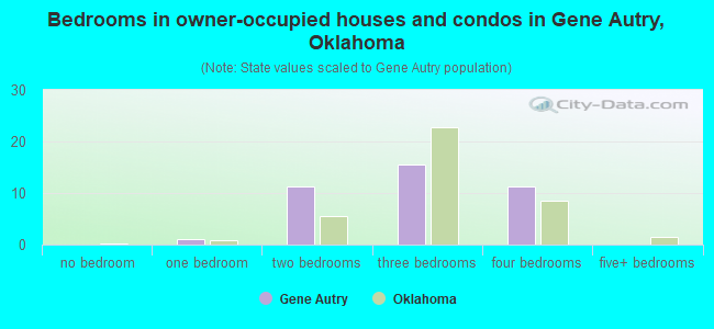 Bedrooms in owner-occupied houses and condos in Gene Autry, Oklahoma