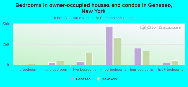 Bedrooms in owner-occupied houses and condos in Geneseo, New York