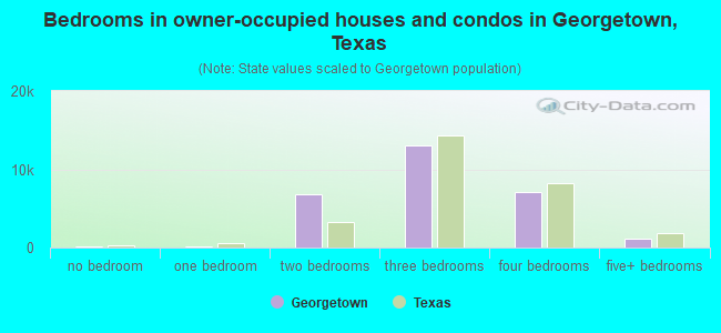 Bedrooms in owner-occupied houses and condos in Georgetown, Texas
