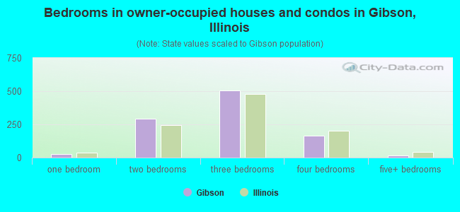 Bedrooms in owner-occupied houses and condos in Gibson, Illinois