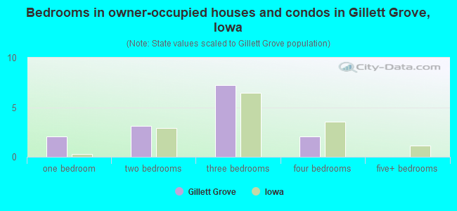 Bedrooms in owner-occupied houses and condos in Gillett Grove, Iowa