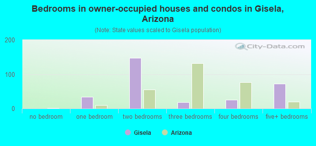 Bedrooms in owner-occupied houses and condos in Gisela, Arizona