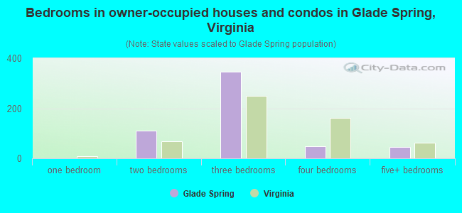 Bedrooms in owner-occupied houses and condos in Glade Spring, Virginia