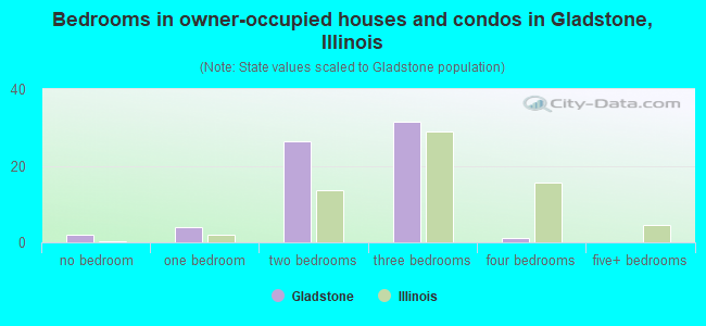 Bedrooms in owner-occupied houses and condos in Gladstone, Illinois
