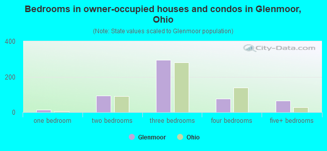 Bedrooms in owner-occupied houses and condos in Glenmoor, Ohio