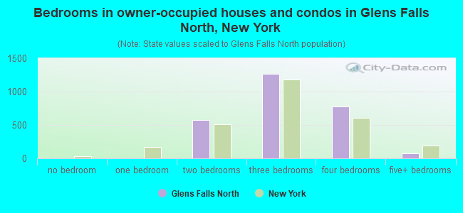 Bedrooms in owner-occupied houses and condos in Glens Falls North, New York