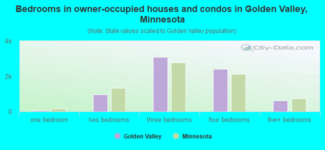 Bedrooms in owner-occupied houses and condos in Golden Valley, Minnesota