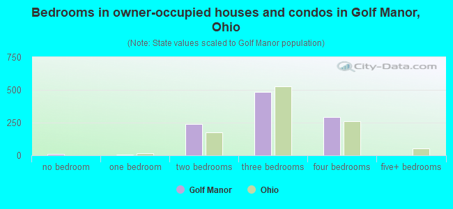 Bedrooms in owner-occupied houses and condos in Golf Manor, Ohio