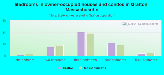 Bedrooms in owner-occupied houses and condos in Grafton, Massachusetts