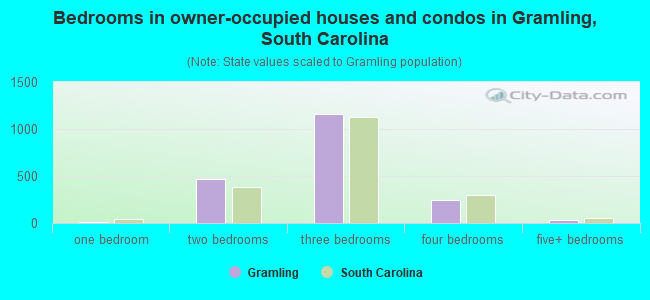 Bedrooms in owner-occupied houses and condos in Gramling, South Carolina