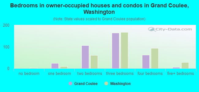 Bedrooms in owner-occupied houses and condos in Grand Coulee, Washington