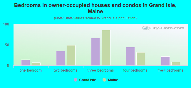 Bedrooms in owner-occupied houses and condos in Grand Isle, Maine