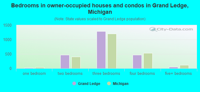 Bedrooms in owner-occupied houses and condos in Grand Ledge, Michigan