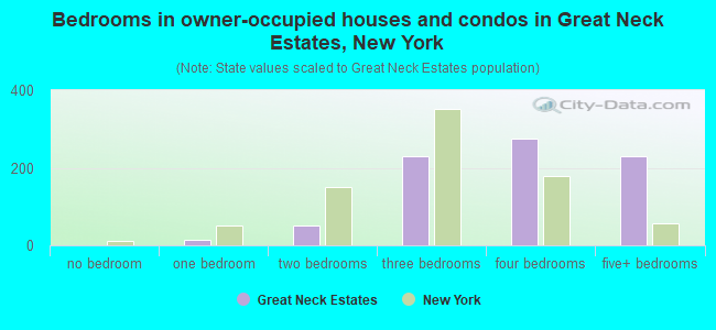 Bedrooms in owner-occupied houses and condos in Great Neck Estates, New York