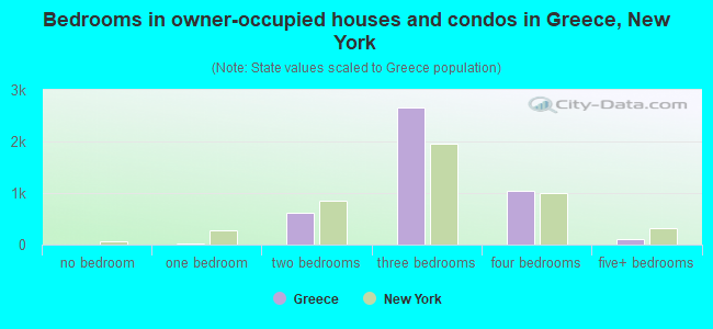 Bedrooms in owner-occupied houses and condos in Greece, New York