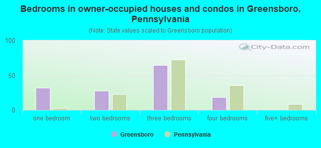 Bedrooms in owner-occupied houses and condos in Greensboro, Pennsylvania