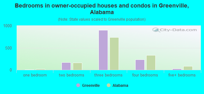 Bedrooms in owner-occupied houses and condos in Greenville, Alabama