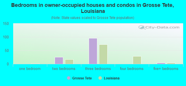 Bedrooms in owner-occupied houses and condos in Grosse Tete, Louisiana