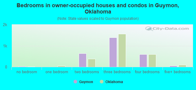 Bedrooms in owner-occupied houses and condos in Guymon, Oklahoma