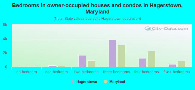 Bedrooms in owner-occupied houses and condos in Hagerstown, Maryland